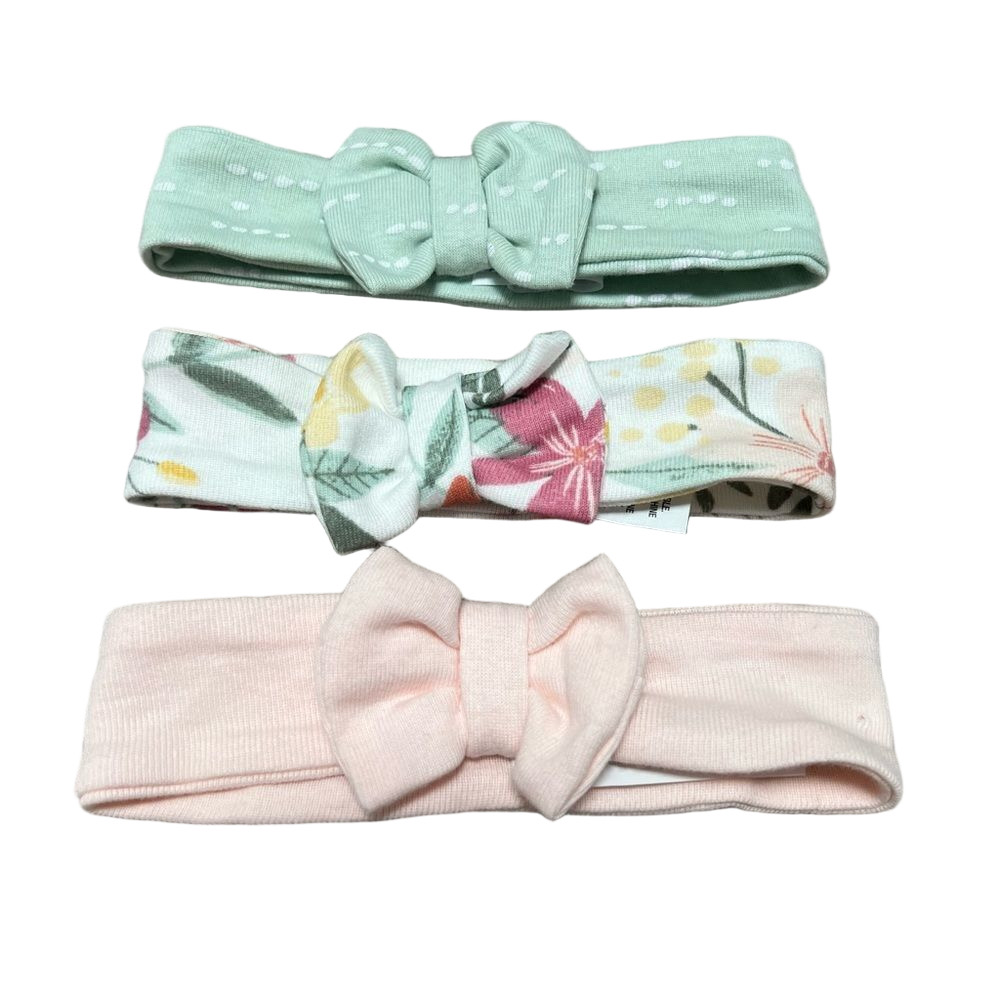 🍭4/$20 Set of 3 NWOT Newborn Patterned and Solid Bow Headbands for Baby Girl